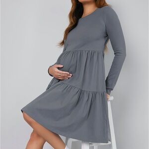 SHEIN Maternity Solid Ruffle Hem Dress